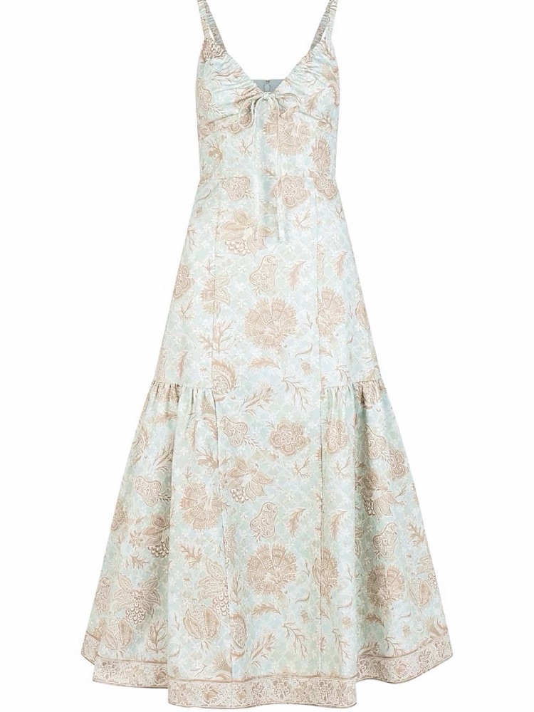Hill House Home The Lillie Dress Calico Trellis Aqua Sand Size L Nwt